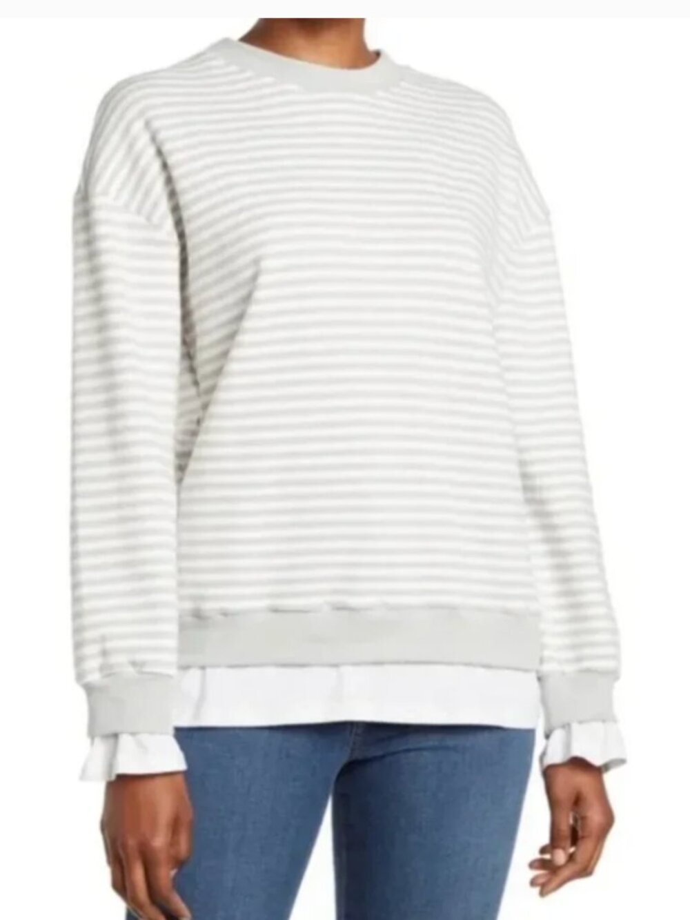 FINAL SALE - Gray & White Striped Sweatshirt, size Small, NWOT
